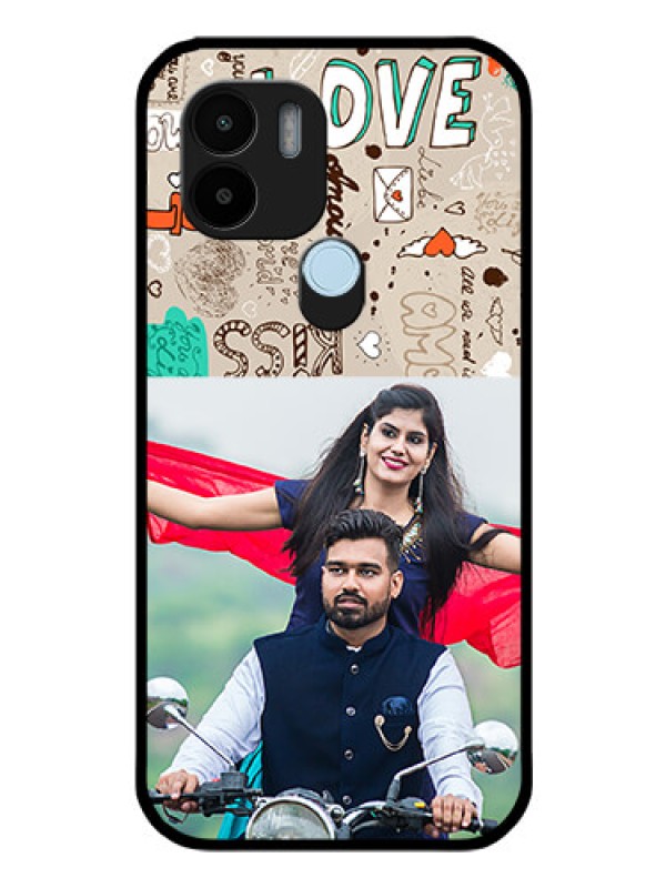 Custom Xiaomi Redmi A1 Plus Custom Glass Phone Case - Love Doodle Pattern