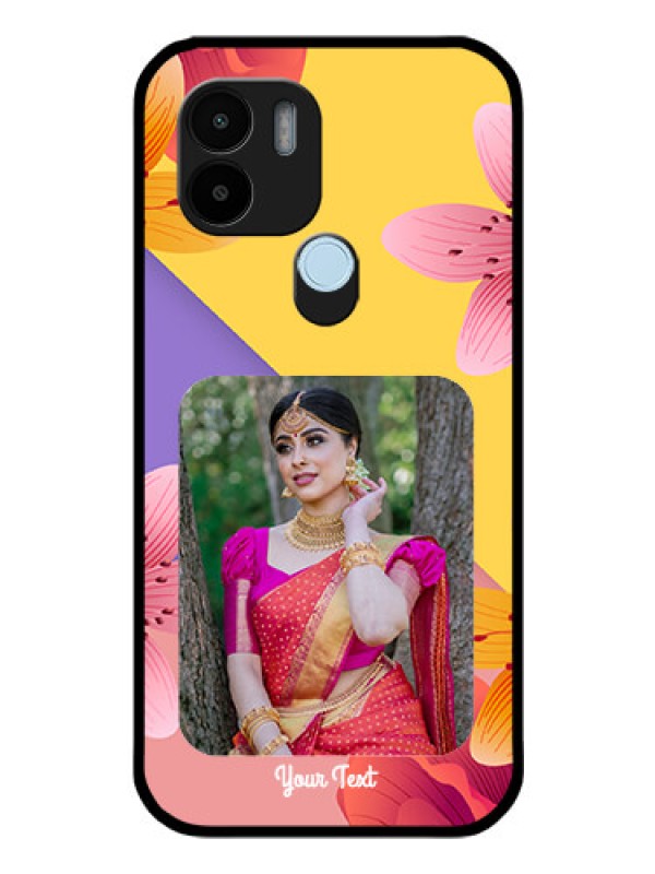 Custom Xiaomi Redmi A1 Plus Custom Glass Mobile Case - 3 Image With Vintage Floral Design