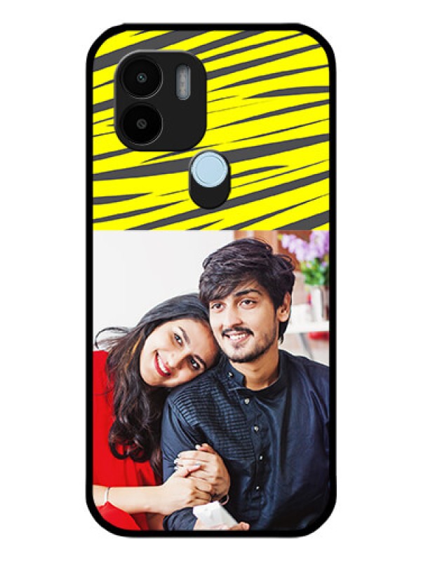 Custom Xiaomi Redmi A1 Plus Photo Printing on Glass Case - Yellow Abstract Design