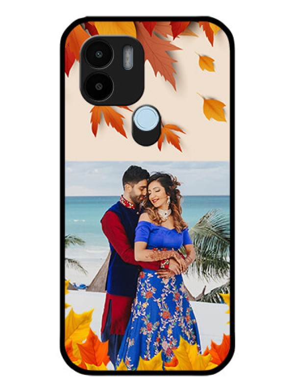 Custom Xiaomi Redmi A1 Plus Photo Printing on Glass Case - Autumn Maple Leaves Design