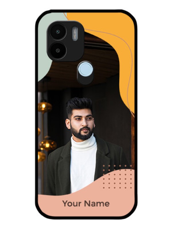 Custom Xiaomi Redmi A1 Plus Personalized Glass Phone Case - Tri-coloured overlay design
