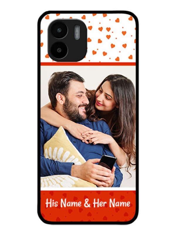Custom Redmi A1 Custom Glass Phone Case - Orange Love Symbol Design