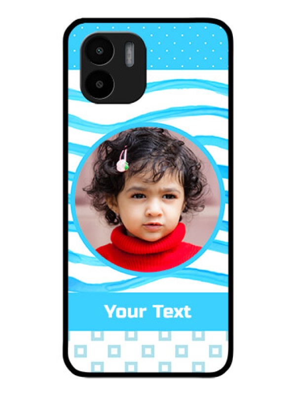 Custom Redmi A1 Custom Glass Phone Case - Simple Blue Case Design