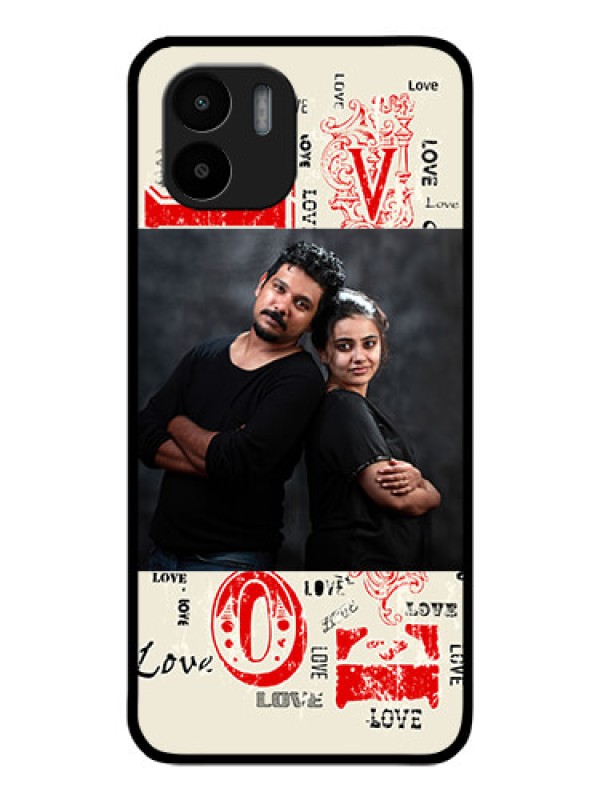 Custom Redmi A1 Photo Printing on Glass Case - Trendy Love Design Case