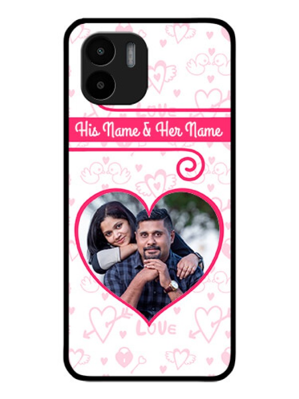 Custom Redmi A1 Personalized Glass Phone Case - Heart Shape Love Design