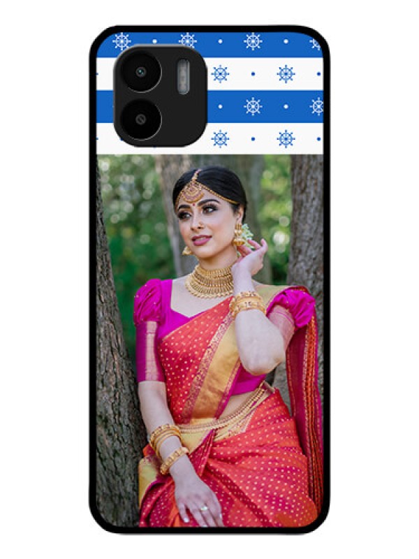 Custom Redmi A1 Photo Printing on Glass Case - Snow Pattern Design