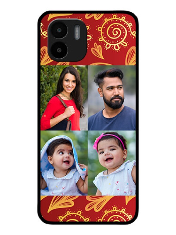 Custom Redmi A1 Photo Printing on Glass Case - 4 Image Traditional Design
