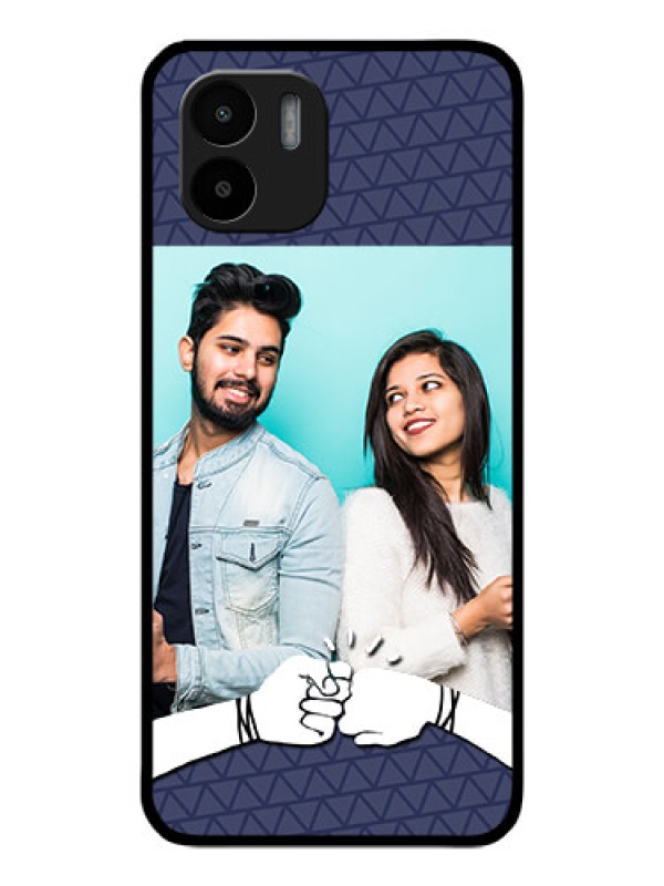Custom Redmi A1 Photo Printing on Glass Case - with Best Friends Design