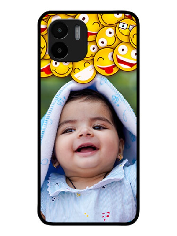 Custom Redmi A1 Custom Glass Mobile Case - with Smiley Emoji Design