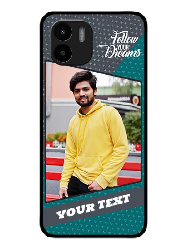 Custom Redmi A1 Personalized Glass Phone Case - Background Pattern Design with Quote