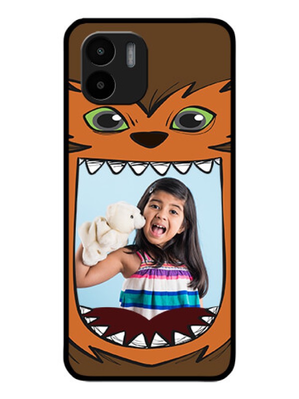 Custom Redmi A1 Photo Printing on Glass Case - Owl Monster Back Case Design