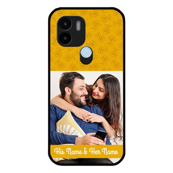 Xiaomi Redmi A2 Plus Custom Glass Mobile Case - Yellow Floral Design Xiaomi Redmi A2 Plus Custom Glass Mobile Case - Yellow Floral Design