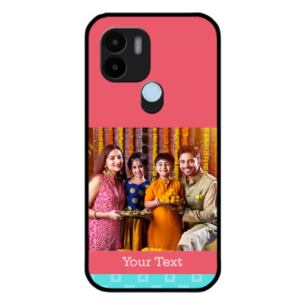 Xiaomi Redmi A2 Plus Personalized Glass Phone Case - Peach & Blue Color Design