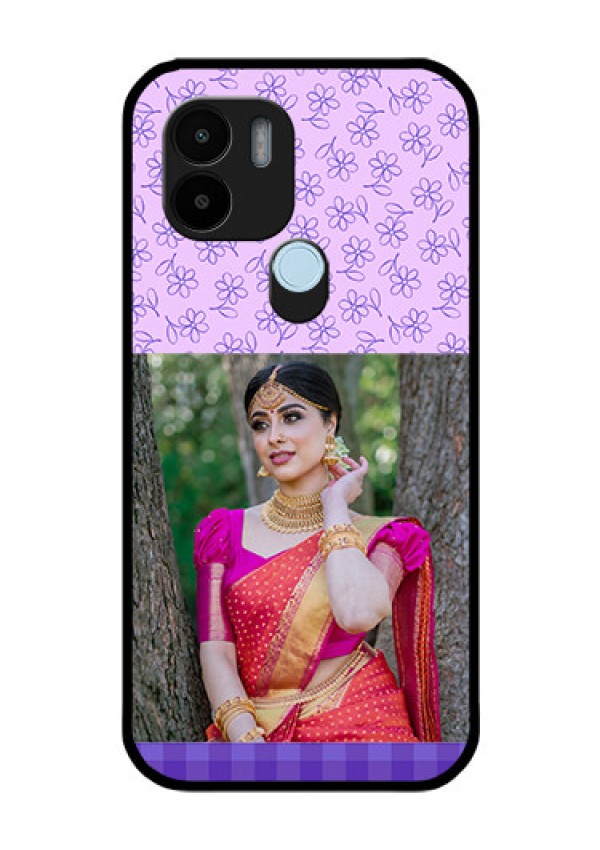 Xiaomi Redmi A2 Plus Custom Glass Phone Case - Purple Floral Design