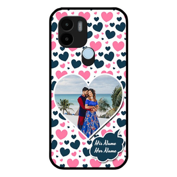Xiaomi Redmi A2 Plus Custom Glass Phone Case - Pink & Blue Heart Design