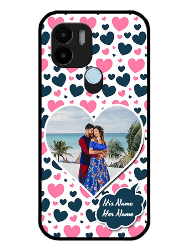 Custom Xiaomi Redmi A2 Plus Custom Glass Phone Case - Pink & Blue Heart Design