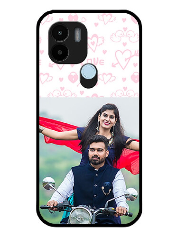 Custom Xiaomi Redmi A2 Plus Custom Glass Mobile Case - Pink Flying Heart Design