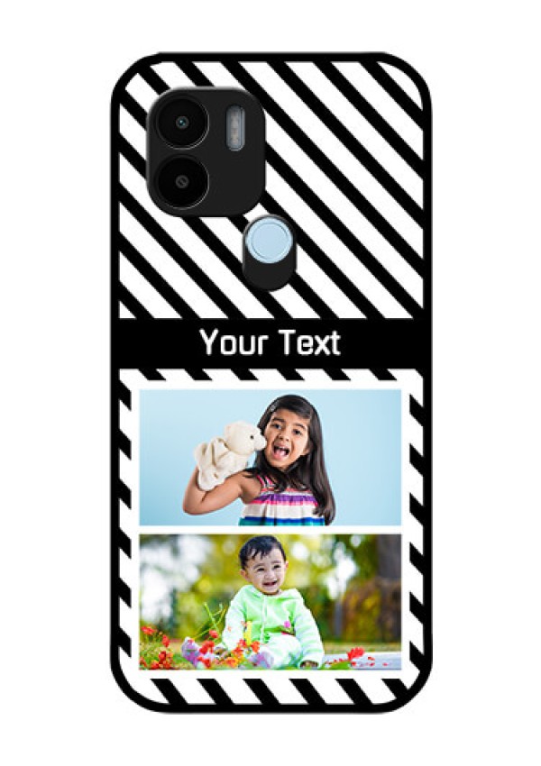 Xiaomi Redmi A2 Plus Photo Printing on Glass Case - Black And White Stripes Design