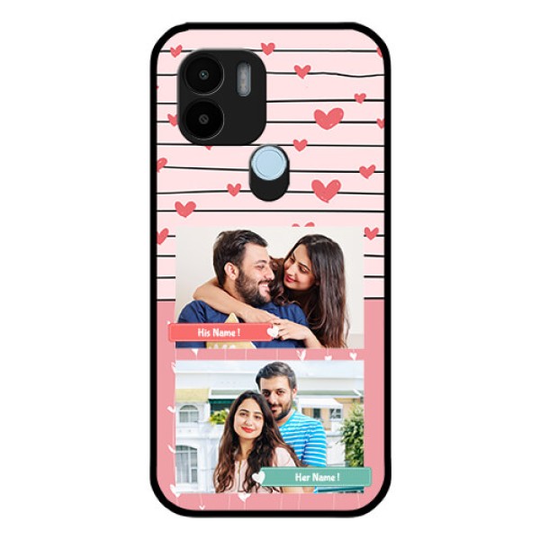 Xiaomi Redmi A2 Plus Custom Glass Mobile Case - Photo with Heart Design Xiaomi Redmi A2 Plus Custom Glass Mobile Case - Photo with Heart Design