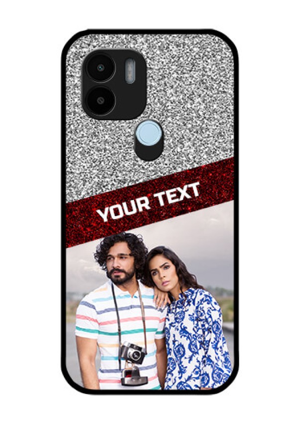Xiaomi Redmi A2 Plus Personalized Glass Phone Case - Image Holder with Glitter Strip Design