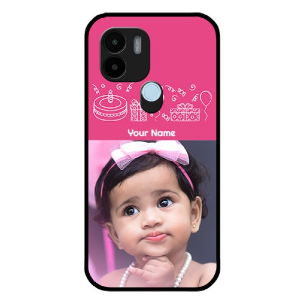 Xiaomi Redmi A2 Plus Photo Printing on Glass Case - with Birthday Line Art Design Xiaomi Redmi A2 Plus Photo Printing on Glass Case - with Birthday Line Art Design