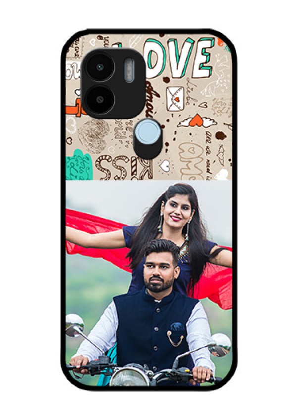 Xiaomi Redmi A2 Plus Custom Glass Phone Case - Love Doodle Pattern