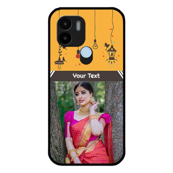 Xiaomi Redmi A2 Plus Custom Glass Mobile Case - with Family Picture and Icons Xiaomi Redmi A2 Plus Custom Glass Mobile Case - with Family Picture and Icons