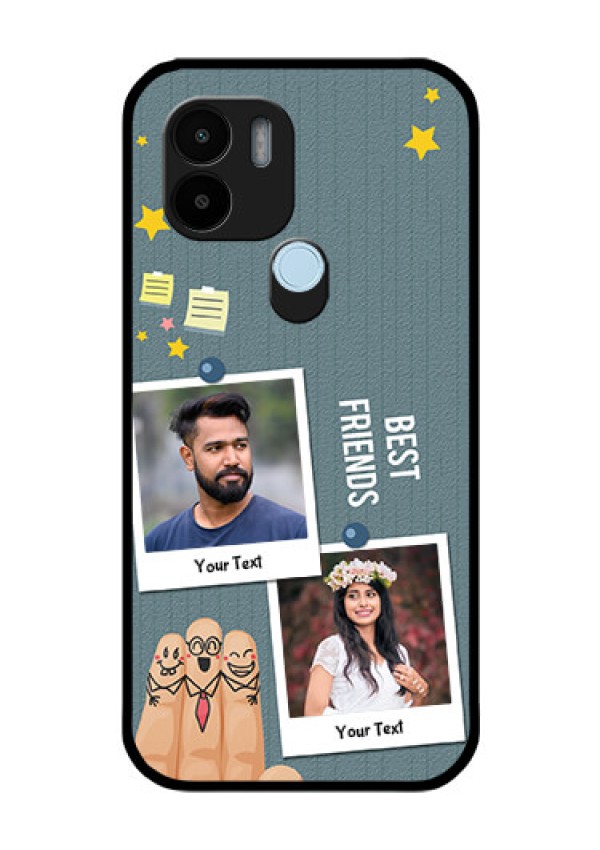Xiaomi Redmi A2 Plus Personalized Glass Phone Case - Sticky Frames and Friendship Design
