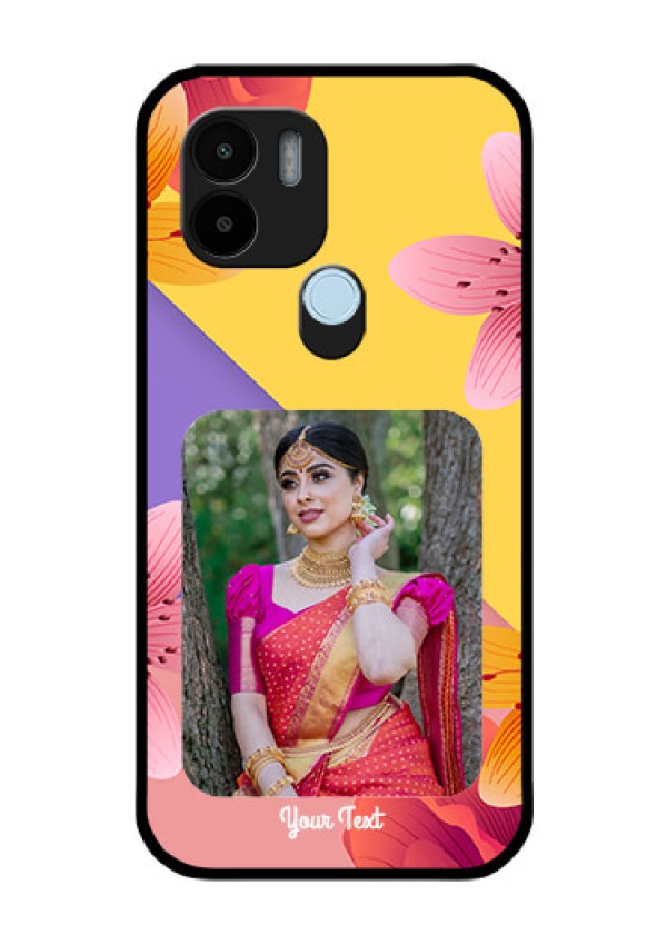 Xiaomi Redmi A2 Plus Custom Glass Mobile Case - 3 Image With Vintage Floral Design