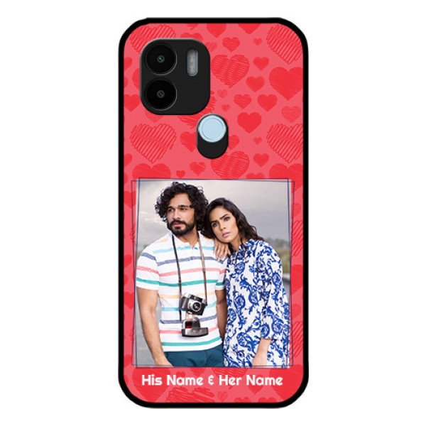 Xiaomi Redmi A2 Plus Photo Printing on Glass Case - with Red Heart Symbols Design Xiaomi Redmi A2 Plus Photo Printing on Glass Case - with Red Heart Symbols Design