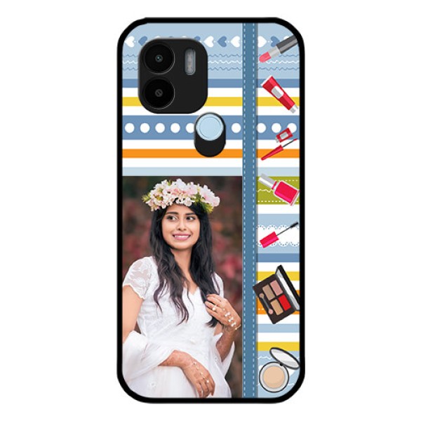 Xiaomi Redmi A2 Plus Personalized Glass Phone Case - Makeup Icons Design