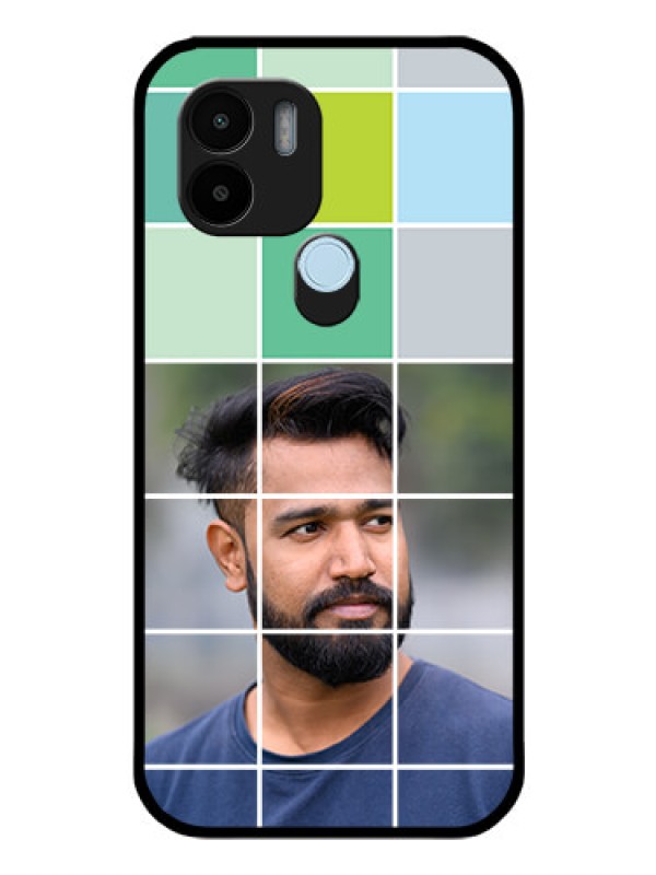 Custom Xiaomi Redmi A2 Plus Photo Printing on Glass Case - with white box pattern
