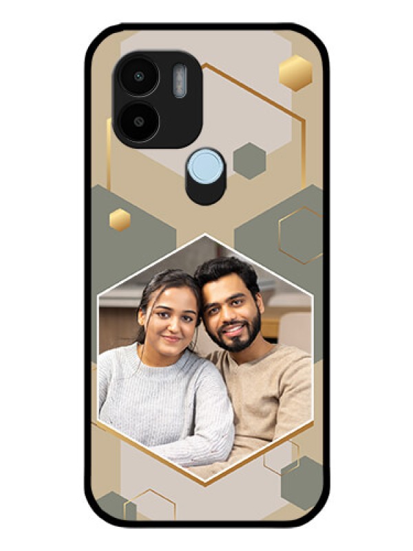 Custom Xiaomi Redmi A2 Plus Photo Printing on Glass Case - Stylish Hexagon Pattern Design