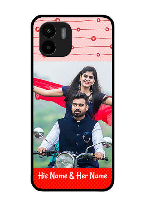 Xiaomi Redmi A2 Personalized Glass Phone Case - Red Pattern Case Design