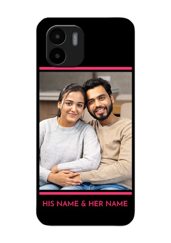 Xiaomi Redmi A2 Custom Glass Mobile Case - with Add Text Design