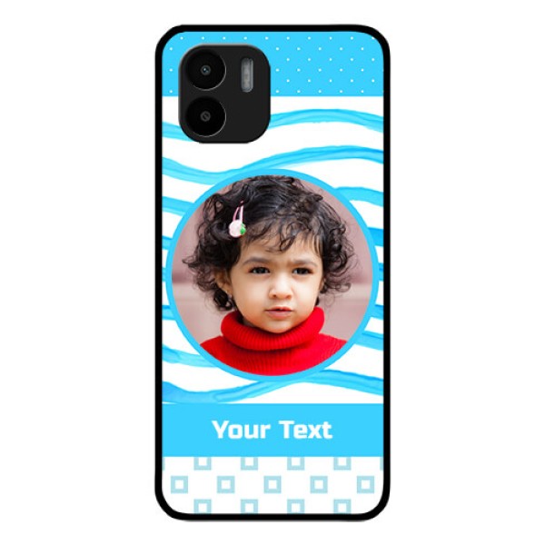 Xiaomi Redmi A2 Custom Glass Phone Case - Simple Blue Case Design Xiaomi Redmi A2 Custom Glass Phone Case - Simple Blue Case Design