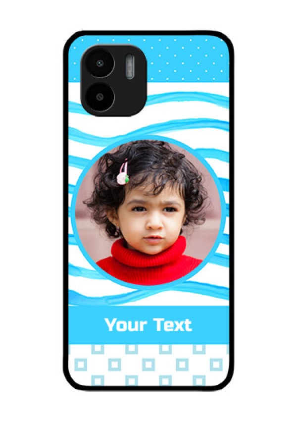 Xiaomi Redmi A2 Custom Glass Phone Case - Simple Blue Case Design