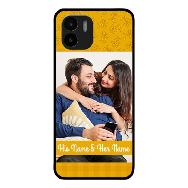 Xiaomi Redmi A2 Custom Glass Mobile Case - Yellow Floral Design Xiaomi Redmi A2 Custom Glass Mobile Case - Yellow Floral Design