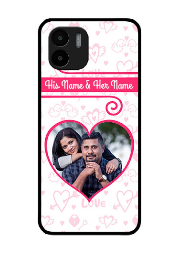 Xiaomi Redmi A2 Personalized Glass Phone Case - Heart Shape Love Design