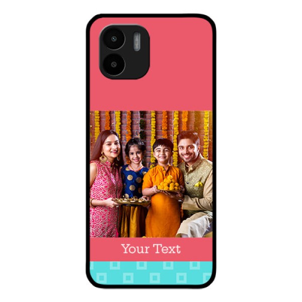 Xiaomi Redmi A2 Personalized Glass Phone Case - Peach & Blue Color Design