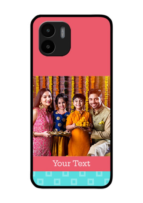 Xiaomi Redmi A2 Personalized Glass Phone Case - Peach & Blue Color Design