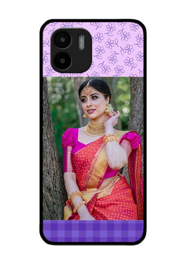 Xiaomi Redmi A2 Custom Glass Phone Case - Purple Floral Design