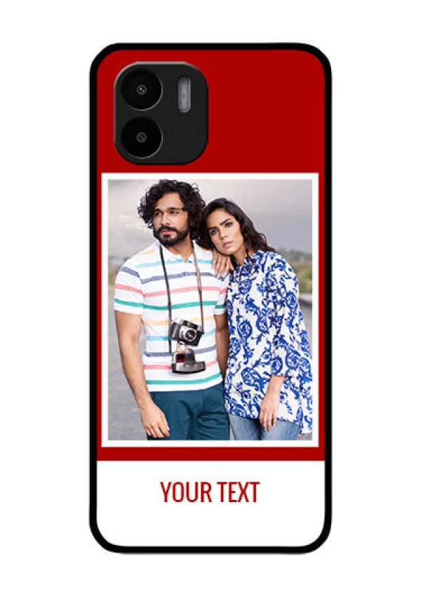 Xiaomi Redmi A2 Personalized Glass Phone Case - Simple Red Color Design