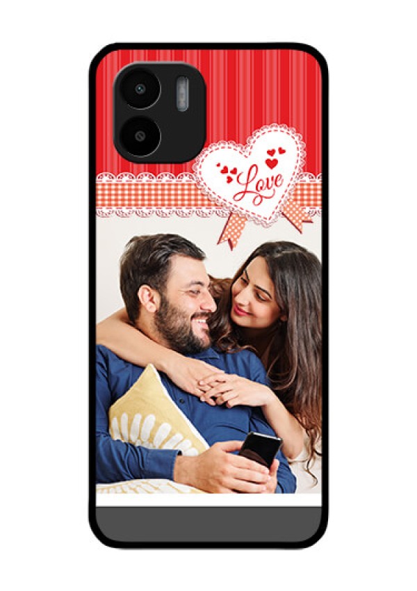 Xiaomi Redmi A2 Custom Glass Mobile Case - Red Love Pattern Design