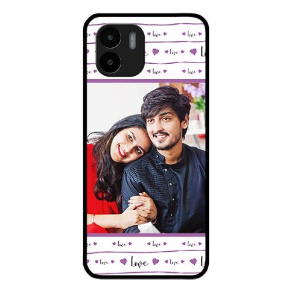 Xiaomi Redmi A2 Custom Glass Mobile Case - Couples Heart Design