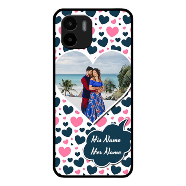 Xiaomi Redmi A2 Custom Glass Phone Case - Pink & Blue Heart Design