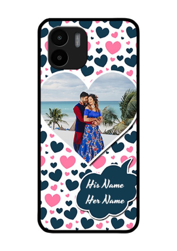 Xiaomi Redmi A2 Custom Glass Phone Case - Pink & Blue Heart Design