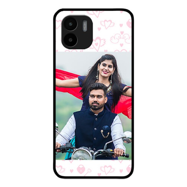 Xiaomi Redmi A2 Custom Glass Mobile Case - Pink Flying Heart Design Xiaomi Redmi A2 Custom Glass Mobile Case - Pink Flying Heart Design