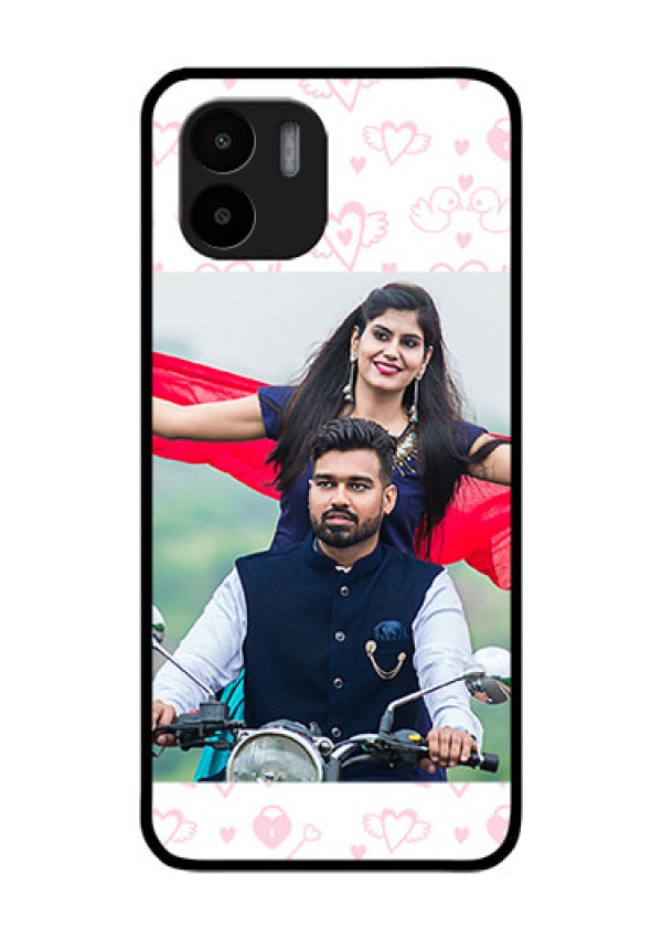 Xiaomi Redmi A2 Custom Glass Mobile Case - Pink Flying Heart Design