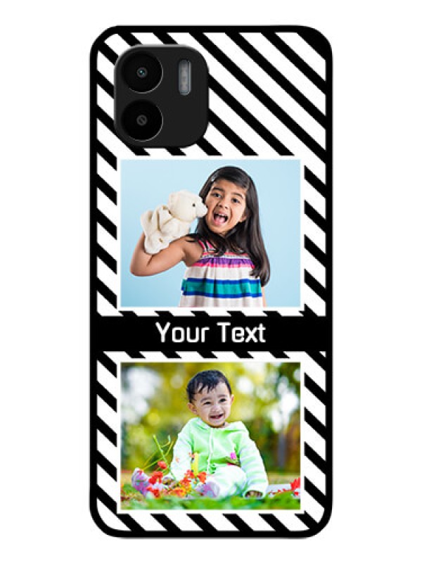 Custom Xiaomi Redmi A2 Photo Printing on Glass Case - Black And White Stripes Design